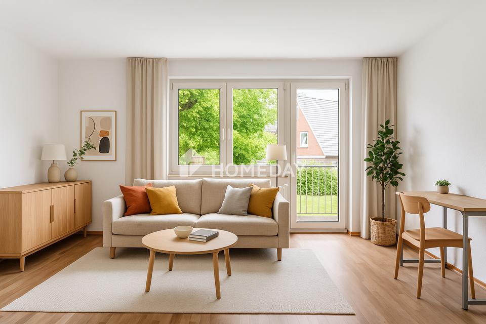 Charmante 3-Zimmer-Obergeschosswohnung mit Balkon, Gartenblick und Garage