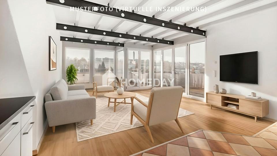 Lichtdurchflutete 3-Zimmer-Dachgeschosswohnung mit Dachterrasse und Blick in grüne Weite