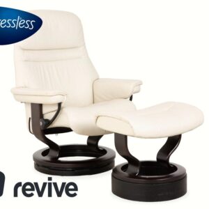 Stressless Sunrise Leder Sessel Creme inkl. Hocker manuelle