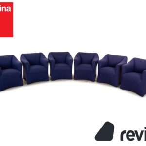 6er Garnitur Cassina 684 Stoff Stuhl Blau Lila Mario Bellini