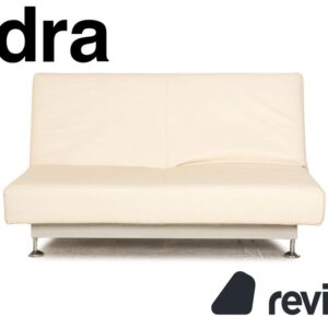 Edra Damier Leder Zweisitzer Creme Sofa Couch manuelle Funktion