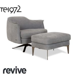 Cierre Boheme Leder Sessel Grau Blau inkl. Hocker