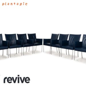 8er Garnitur bert plantagie ARC-E Leder Stuhl Blau Esszimmer