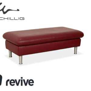 Willi Schillig Loop Leder Hocker Rot Weinrot