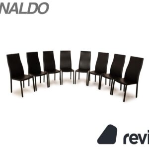 8er Garnitur Bonaldo Milena Leder Stuhl Schwarz Esszimmer
