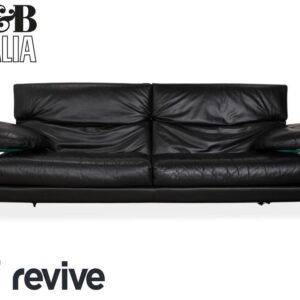 B&B Italia Arca Leder Dreisitzer Schwarz manuelle Funktion Sofa