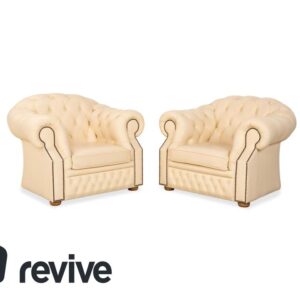 Chesterfield Centurion Leder Sessel Creme Vintage