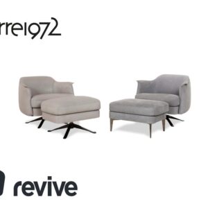 Cierre Boheme Leder Sessel Set Grau inkl. Hocker