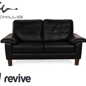Willi Schillig Leder Zweisitzer Schwarz Sofa Couch