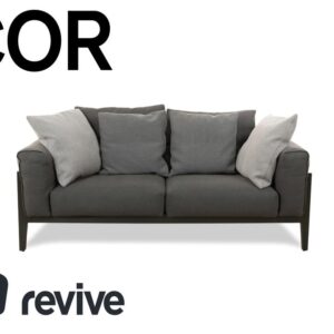 COR Elm Zweisitzer Sofa Stoff Anthrazit Holz Eiche Schwarz