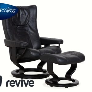 Stressless Wing Leder Sessel Schwarz inkl. Hocker manuelle ✨