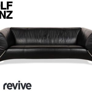 Rolf Benz 322 Leder Dreisitzer Schwarz Sofa Couch