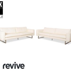 WK Wohnen WK 620 Set Leder 2x Viersitzer Creme Weiß Sofa Couch