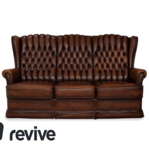 Chesterfield Leder Dreisitzer Braun Sofa Couch Vintage