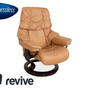 Stressless Reno Leder Sessel Beige inkl. Hocker manuelle Funktion