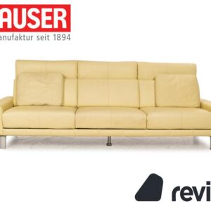 Laauser Leder Dreisitzer Grün Grüngelb Sofa Couch manuelle