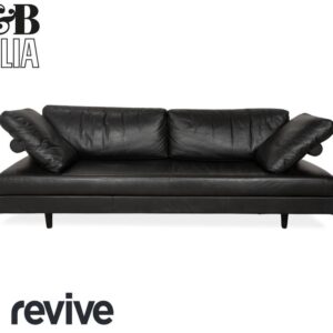 B&B Italia Leder Dreisitzer Schwarz Sofa Couch