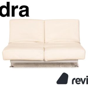 Edra Damier Leder Zweisitzer Creme Sofa Couch manuelle Funktion