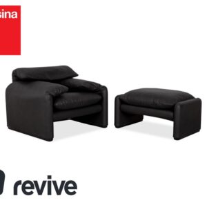 Cassina Maralunga Sessel + Hocker veganes Leder GAVIN 117 ✨
