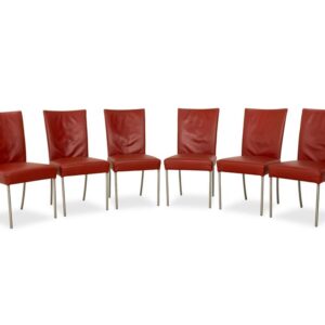 6er Garnitur bert plantagie Felp Leder Stuhl Rot Bordeaux Wein