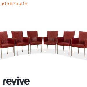 6er Garnitur bert plantagie ARC-E Leder Stuhl Rot Esszimmer