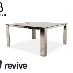 Bacher Glas Esstisch Silber Chrom