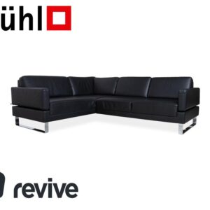 Brühl Alba Leder Ecksofa Schwarz manuelle Funktion Sofa Couch
