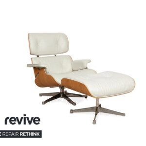 Vitra Eames Lounge Chair Leder Holz Sessel Weiß inkl. Ottomane ✨