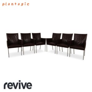 6er Garnitur bert plantagie ARC-E Leder Stuhl Braun Esszimmer