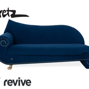Bretz Gaudi Stoff Samt Dreisitzer Blau Gold Sofa Couch Neubezug ✨