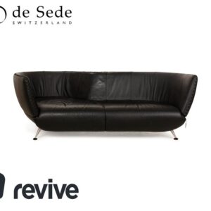 de Sede DS-102 Leder Dreisitzer Schwarz Sofa Couch ✨