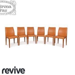 6er Garnitur Poltrona Frau Leder Stuhl Orange Beige