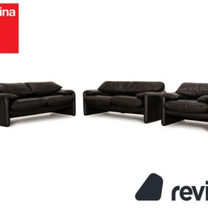 Cassina Maralunga Leder Sofa Garnitur Schwarz 2x Zweisitzer ✨