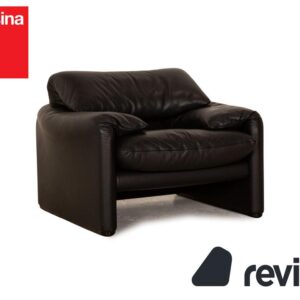 Cassina Maralunga Leder Sessel Schwarz manuelle Funktion ✨