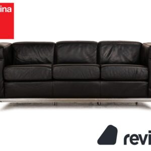 Cassina Le Corbusier LC 2 Leder Dreisitzer Schwarz Sofa Couch ✨