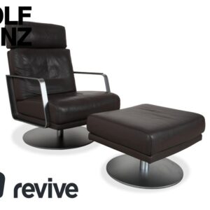 Rolf Benz Leder Metall Sessel Schwarz Anthrazit Dunkelbraun