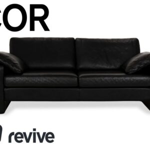 COR Conseta Leder Zweisitzer Schwarz Sofa Couch