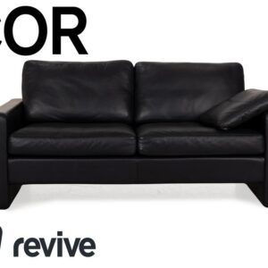 Cor Conseta Leder Zweisitzer Blau Sofa Couch