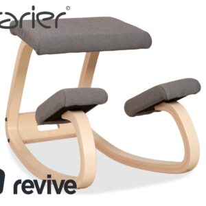 Varier Variable Kniestuhl Holz Esche Hocker Natur Stoff Grau