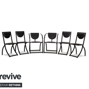 6er Garnitur KFF Sinus Leder Stuhl Schwarz