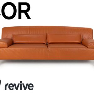 Cor Leder Dreisitzer Orange Sofa Couch
