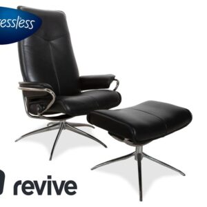 Stressless City Leder Sessel Schwarz inkl. Hocker manuelle