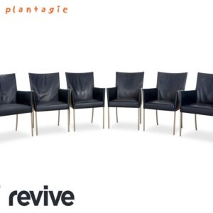 6er Garnitur bert plantagie ARC-E Leder Stuhl Blau Marine