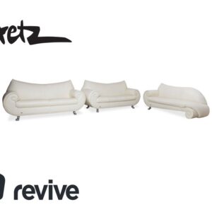 Bretz Gaudi Leder Garnitur 2x Dreisitzer & Recamiere Sofa Couch