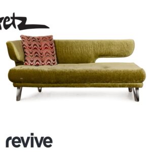 Bretz Croissant Stoff Dreisitzer Grün Samt Sofa Couch