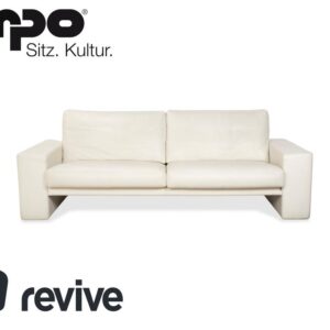 Erpo CL 100 Leder Dreisitzer Weiß Beige Creme Sofa Couch