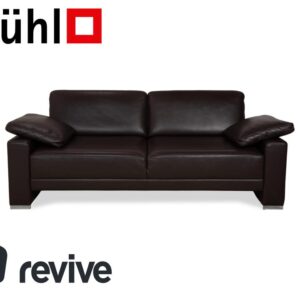 Brühl Alba Dreisitzer Leder Sofa Braun inkl. Kopfstütze und