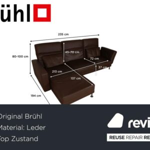 Brühl Moule Leder Ecksofa Braun Récamière links Sofa Couch