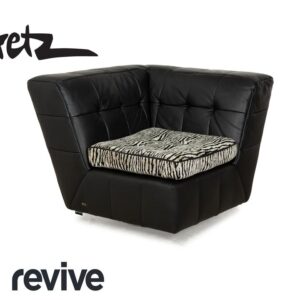 Bretz Tiziana Leder Sessel Schwarz Stoff Drehfunktion