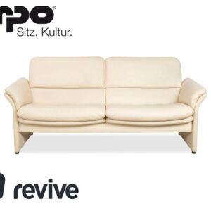 Erpo Chalet Leder Zweisitzer Creme Beige Sofa Couch manuelle
